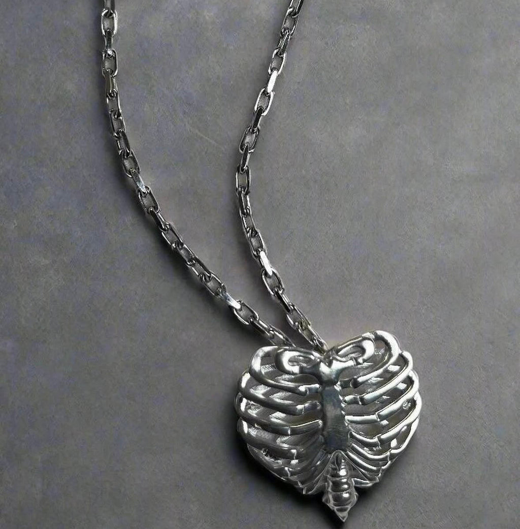 Bone Webbed Heart Pendant