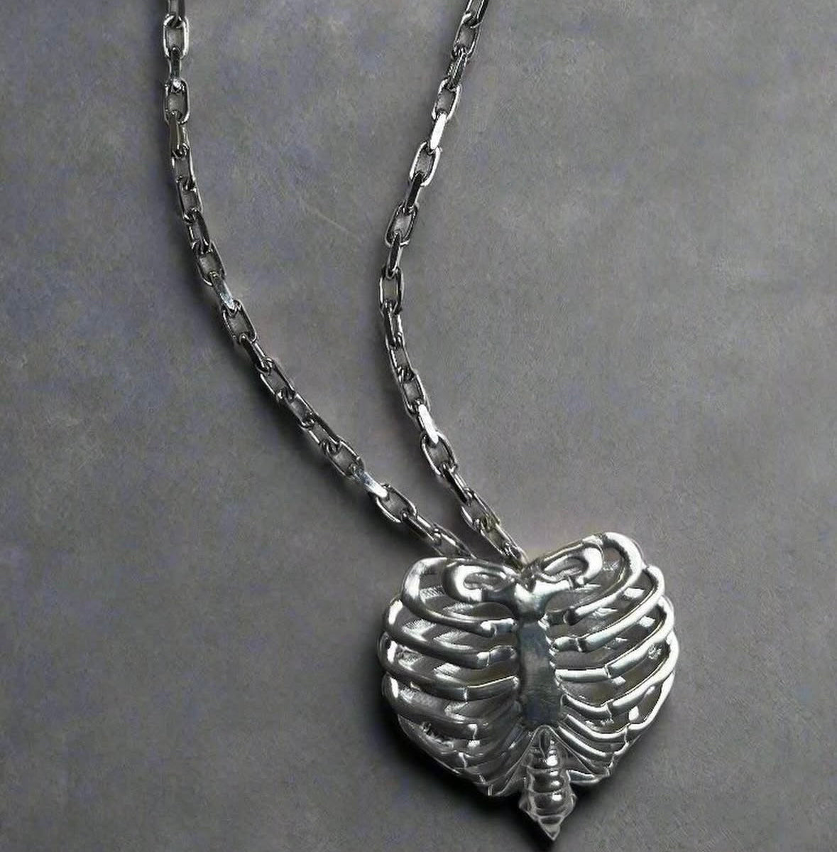 Bone Webbed Heart Pendant